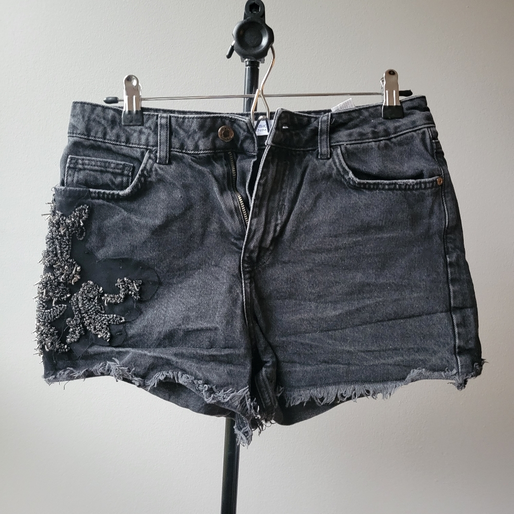 Zara Black Jean Sequin Shorts
